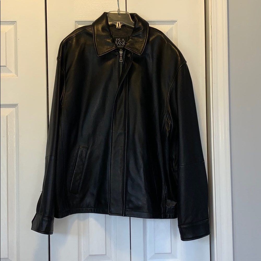 Jos A Banks Black Leather Jacket